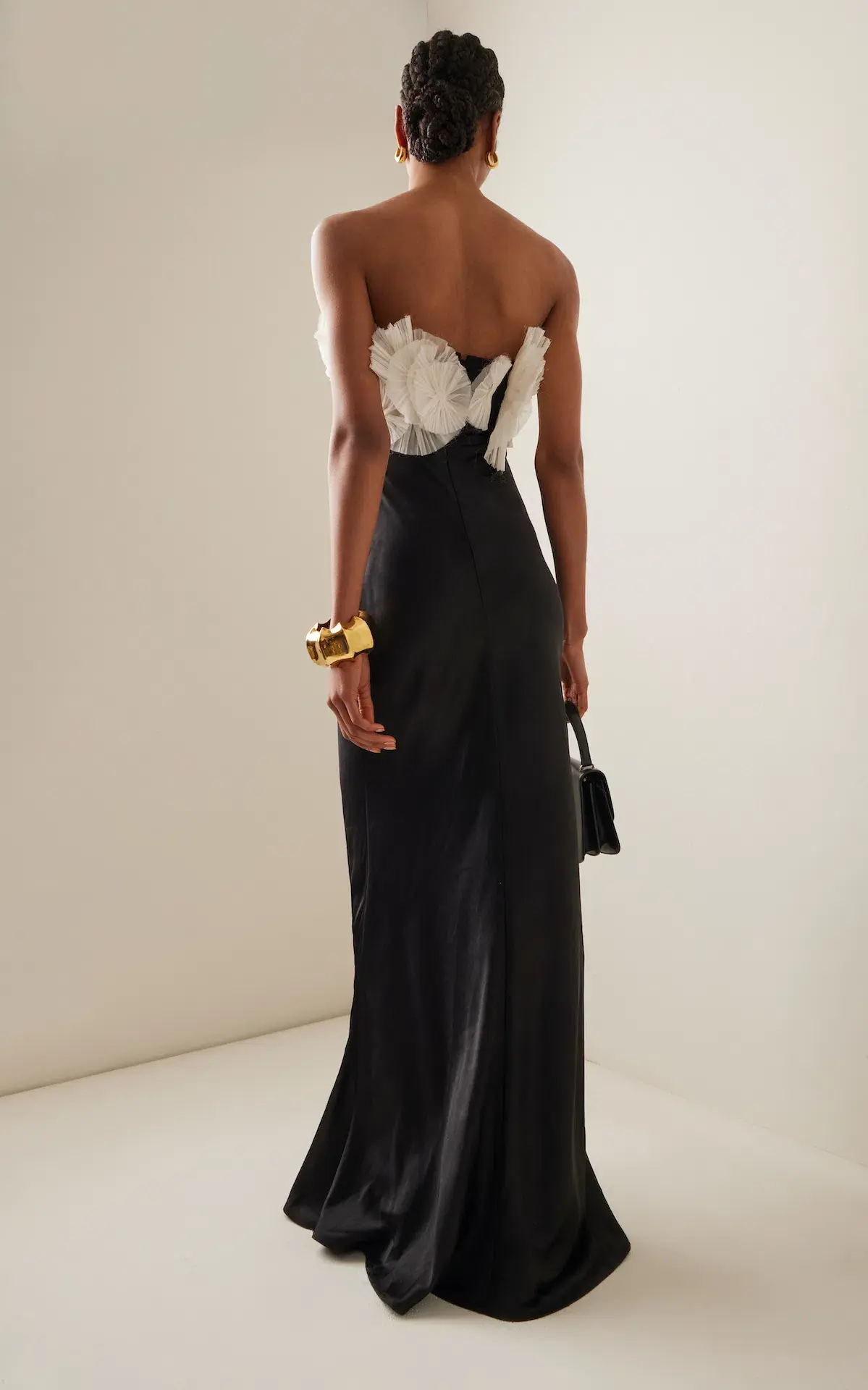 Rachel Gilbert Eyelar Gown Black/Coconut Size 10 - Image 2