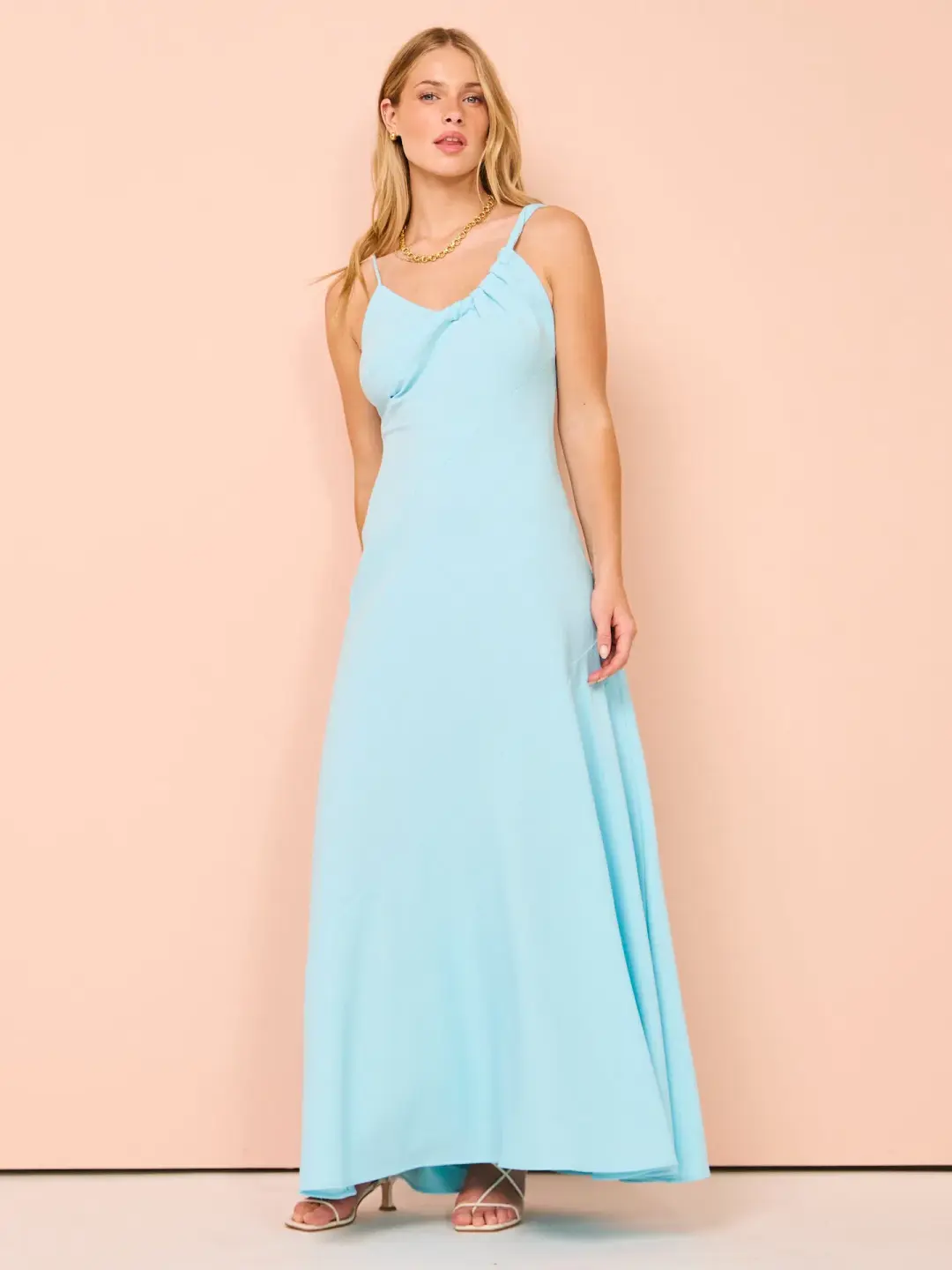 One Fell Swoop Fraya Maxi Dress in Dove Blue Size 10 for rent on The Volte - main image