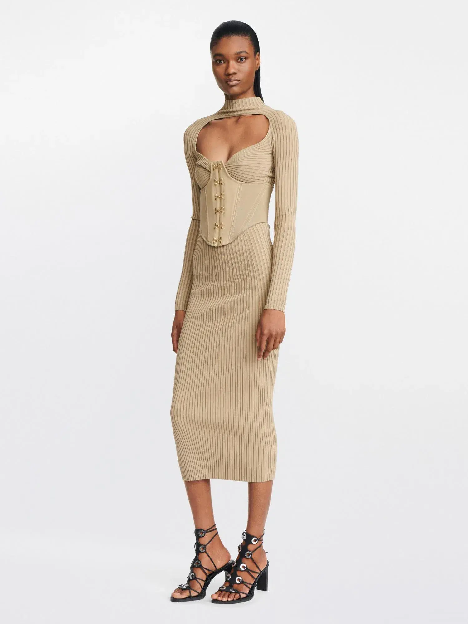Dion Lee Stripe Rib Twist Dress Sahara Size 10 - Image 1