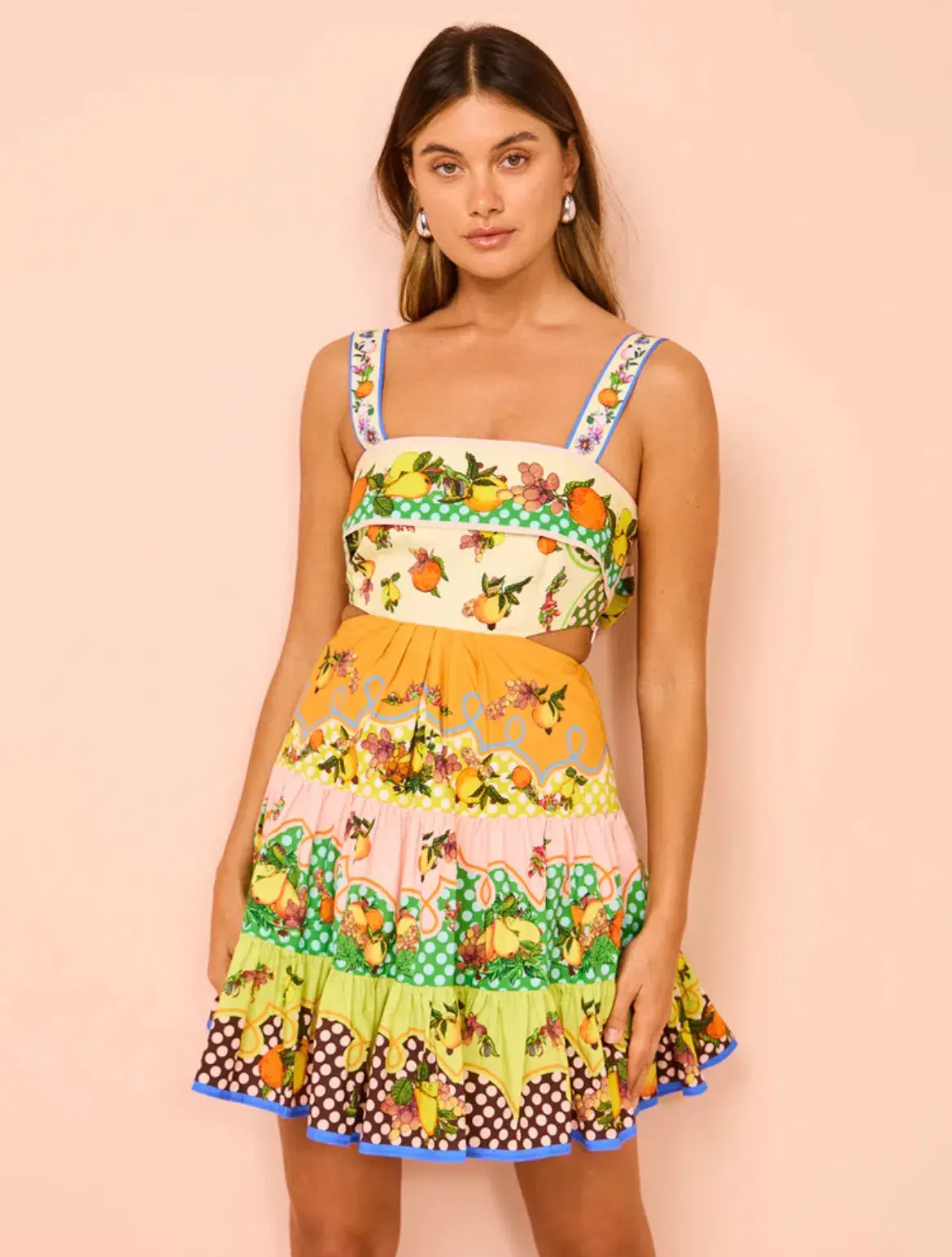 Alemais Lemonis Cut Out Mini Dress Print Size 10 - Image 1