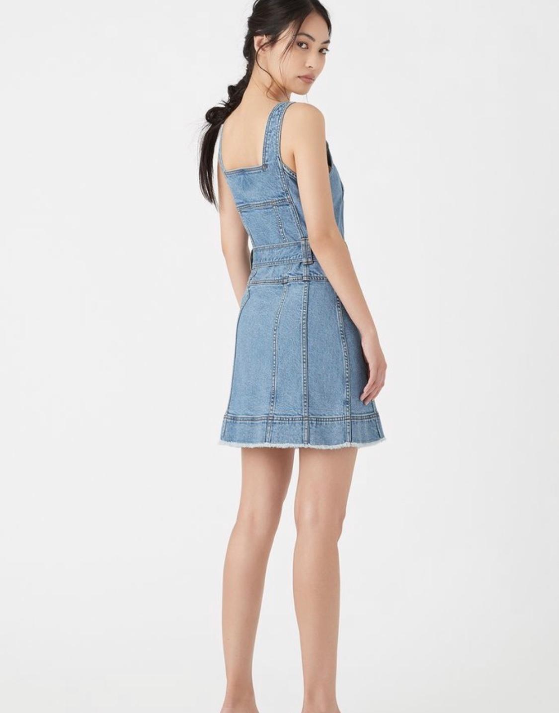Aje Paperbark Denim Belted Mini Dress Blue Size 4 - Image 3
