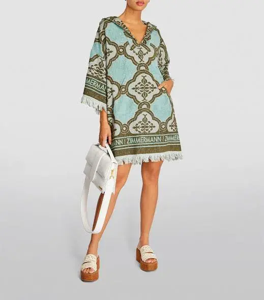 Zimmermann Lyre Fringed Terry Towel Mini Dress Blue Size 1 / AU 10 Toweling Coverup - Image 2
