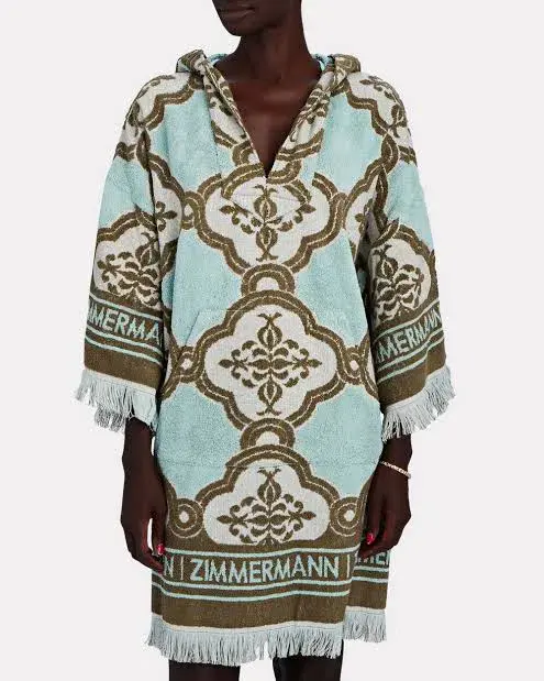 Zimmermann Lyre Fringed Terry Towel Mini Dress Blue Size 1 / AU 10 Toweling Coverup - Image 1