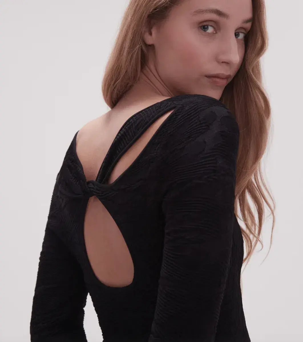 Aje Celeste Twist Knit Midi Dress Black Size M / AU 10 - Image 4