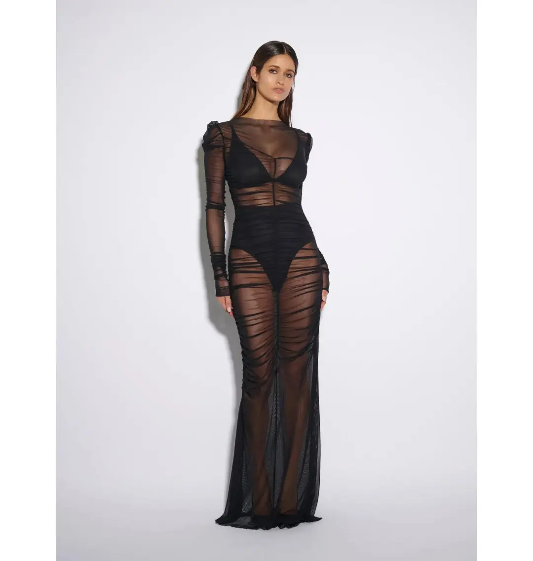 Effie Kats Rhodes Maxi Dress In Black Mesh Size S / AU 8 for rent on The Volte - main image