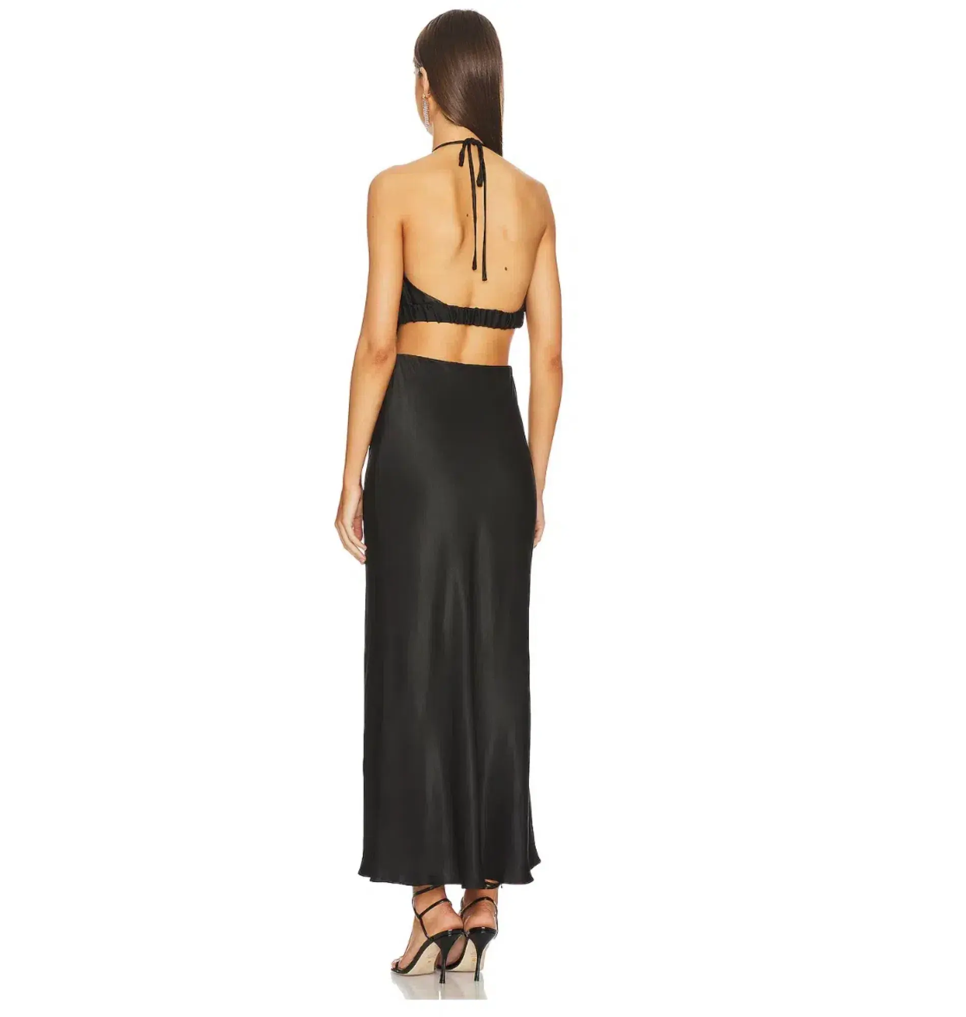 Shona Joy Angelica Ruched Open Back Midi Dress in Black Size 10 - Image 3