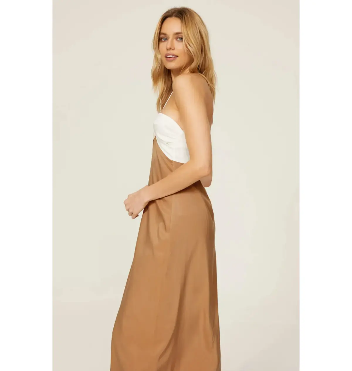 Third Form Lets Split Slip Dress Off White And Tan Size AU 14 - Image 2