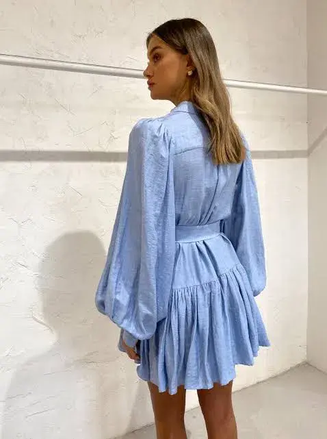 Acler Sherwood Dress in Cornflower Blue Size AU 10  - Image 3