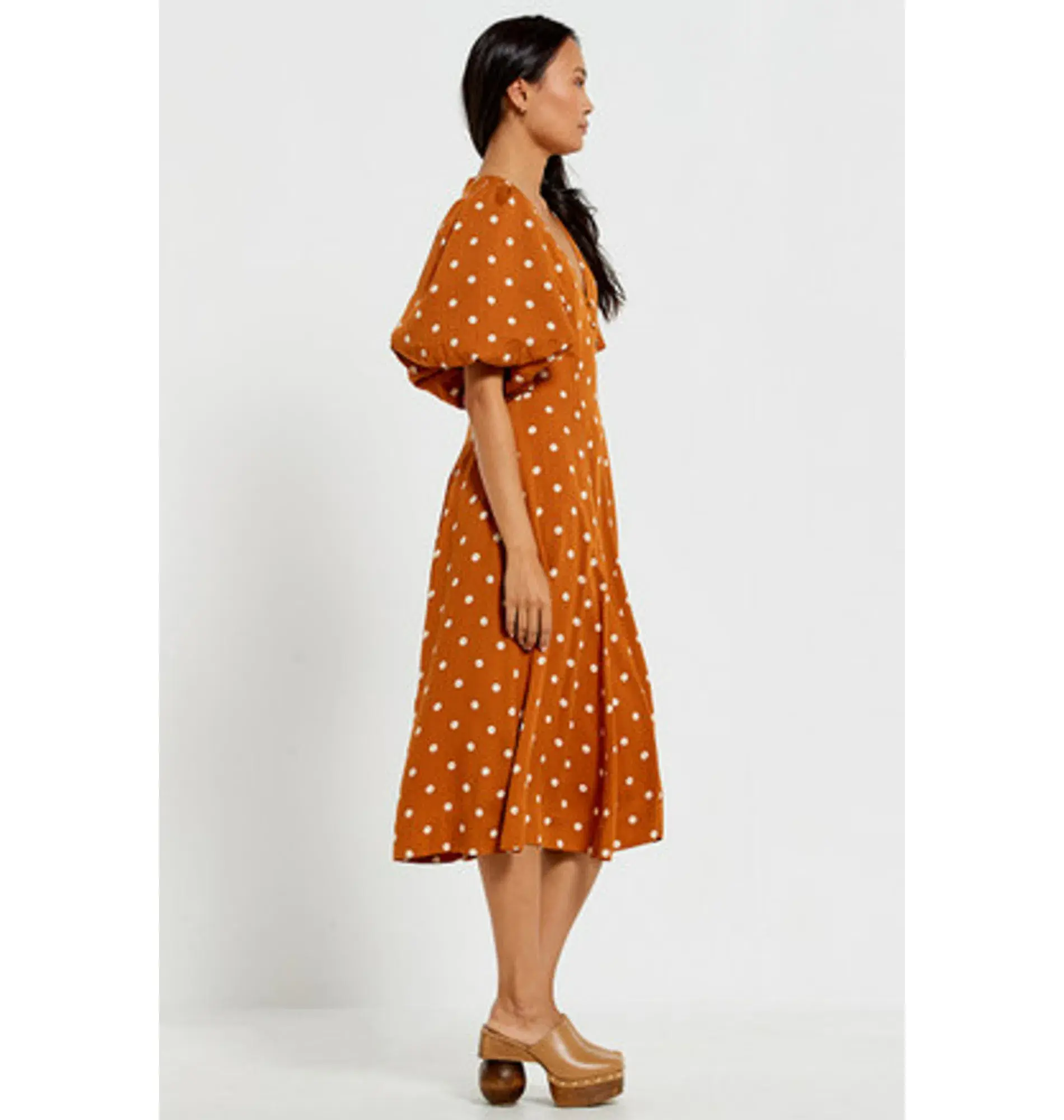 Bohemian Traders Panel Fit And Flared Midi Dress In Brown Dot Size AU 20 - Image 2
