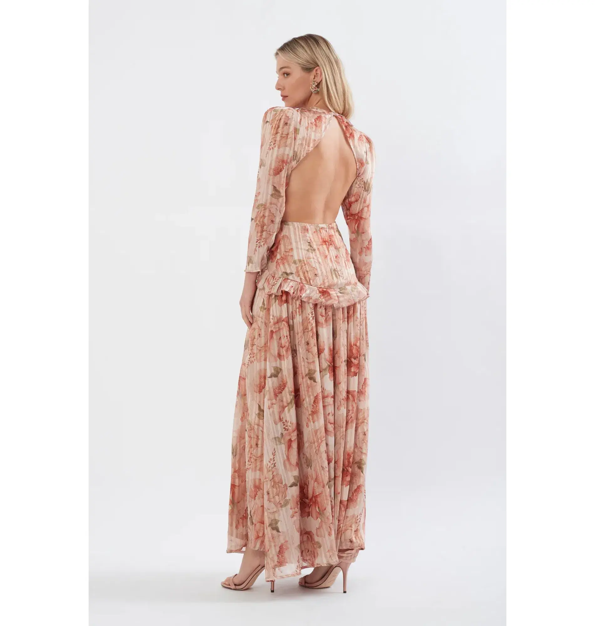 Sonya Moda Ruffle Cutout Maxi In Spiced Peonies Size AU 6 - Image 2
