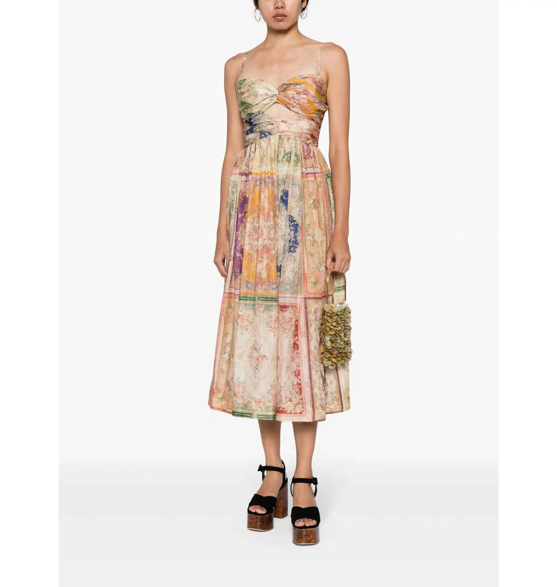 Zimmermann August Tie front Midi Dress  in Patch Floral Size 3 / AU 14 - Image 1