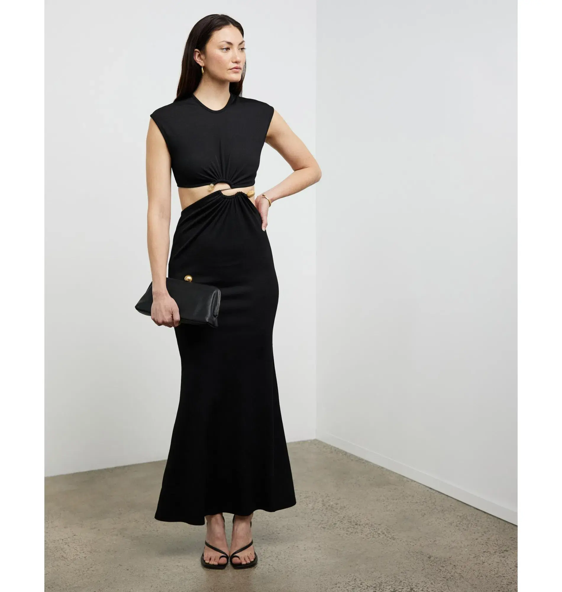 Christopher Esber Distorted Quartz Split Tank Dress in Black Size AU 12 - Image 3