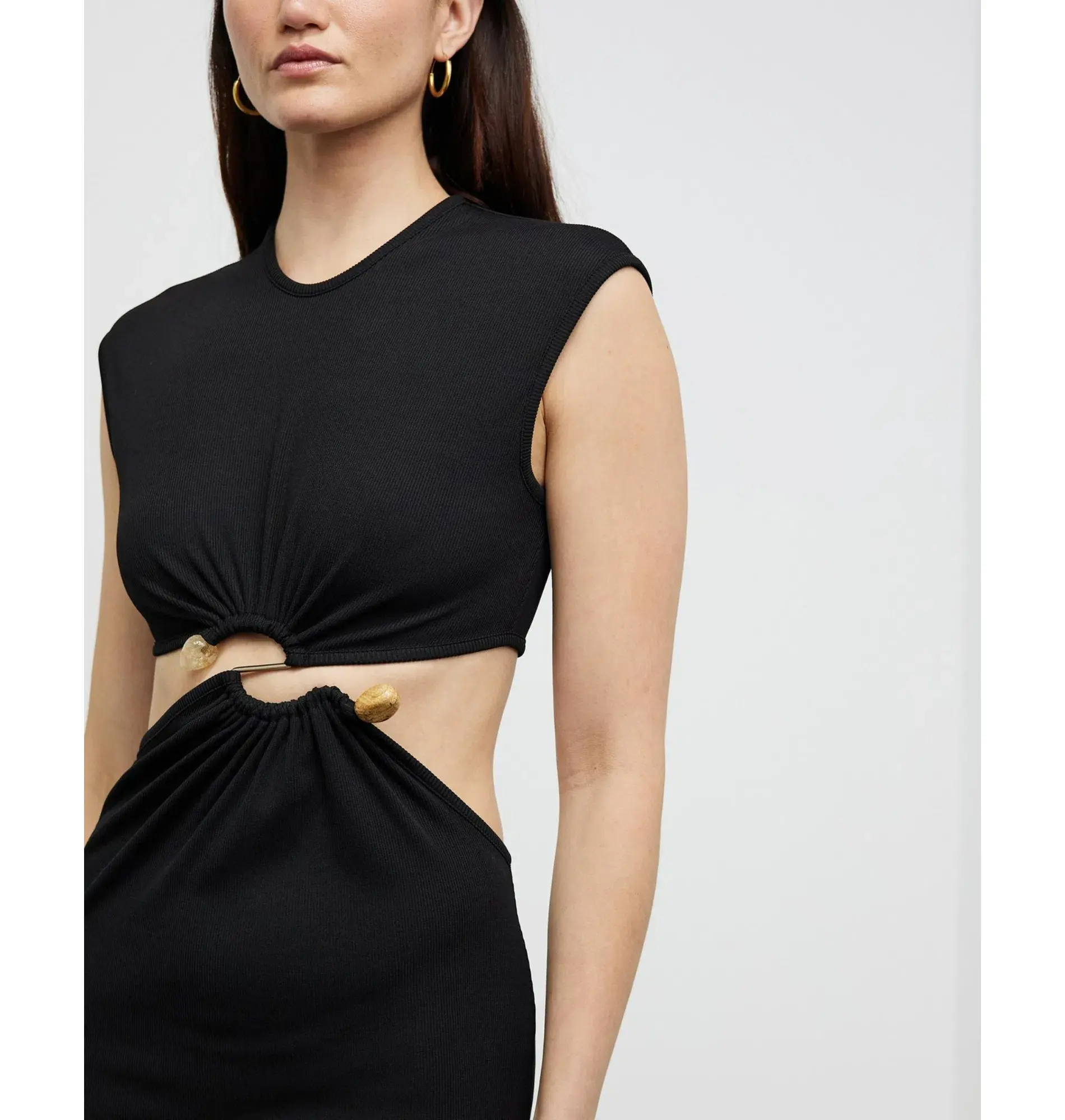 Christopher Esber Distorted Quartz Split Tank Dress in Black Size AU 12 - Image 2