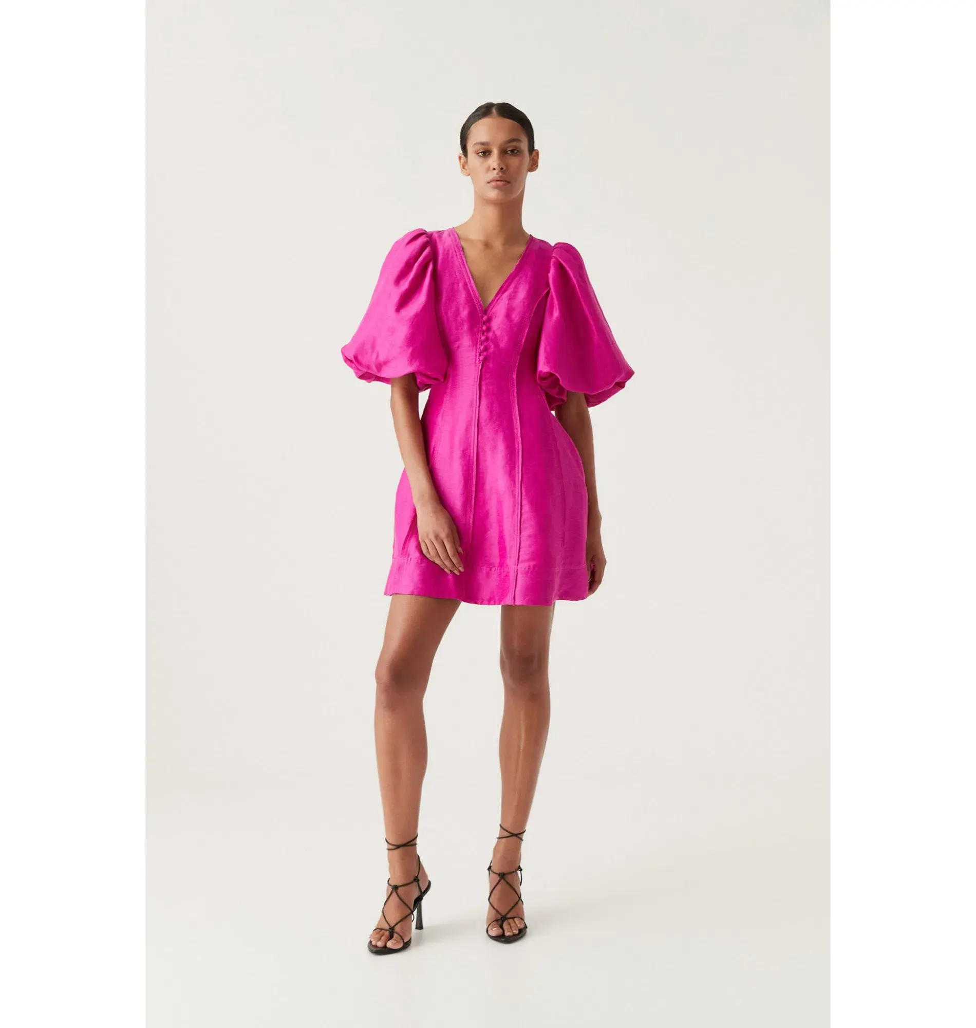 Aje Dusk Puff Sleeve Mini Dress Deep Magenta Size AU 10 - Image 1