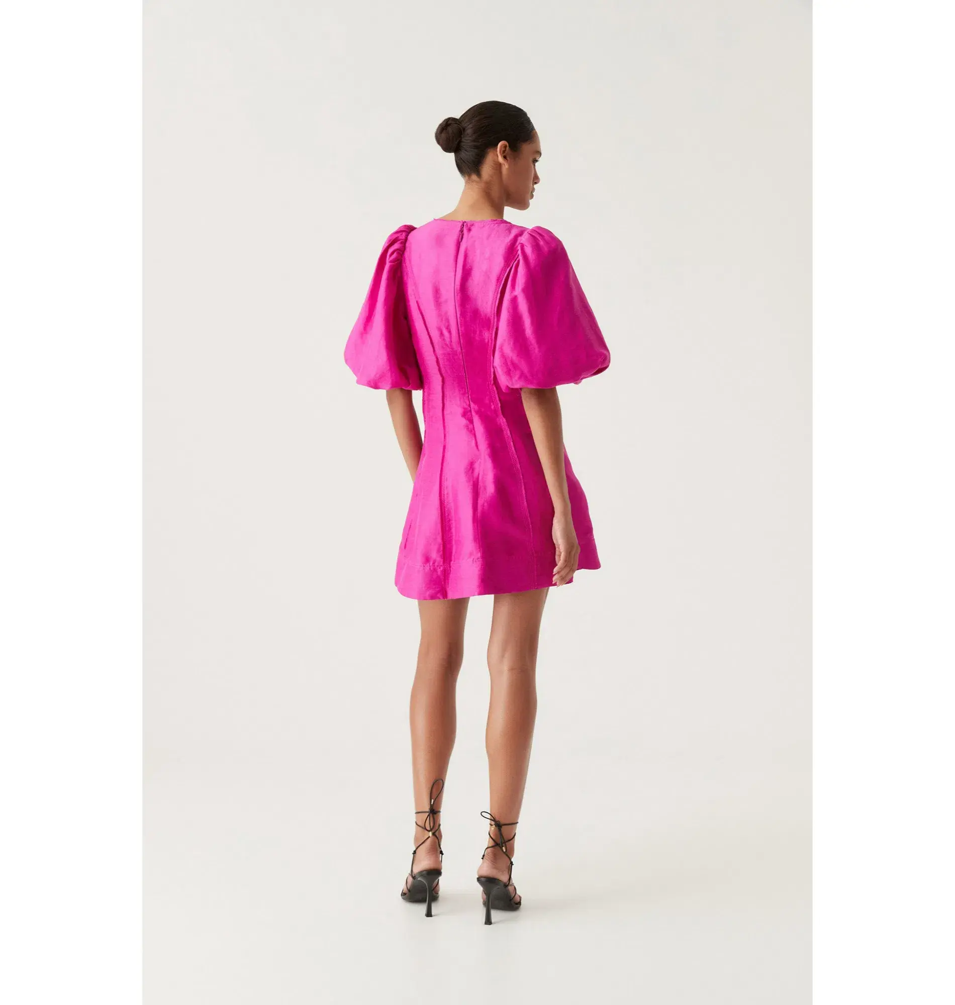 Aje Dusk Puff Sleeve Mini Dress Deep Magenta Size AU 10 - Image 3