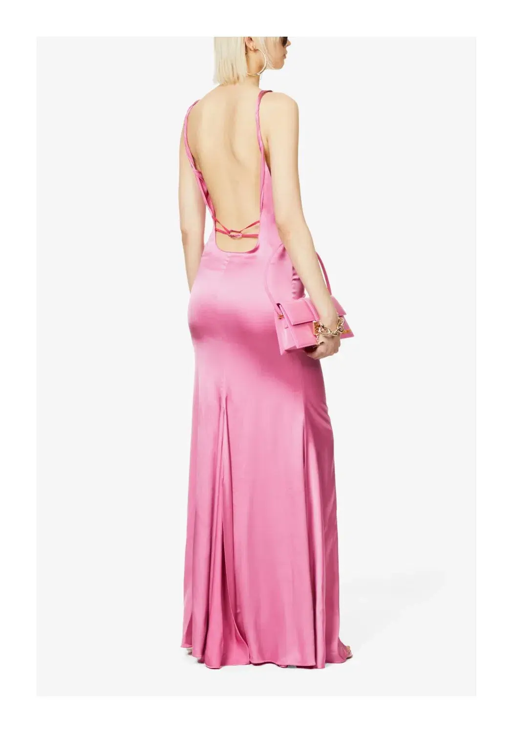 Jacquemus Mentalo Open-Back Satin Maxi Dress Pink Size 12 - Image 2