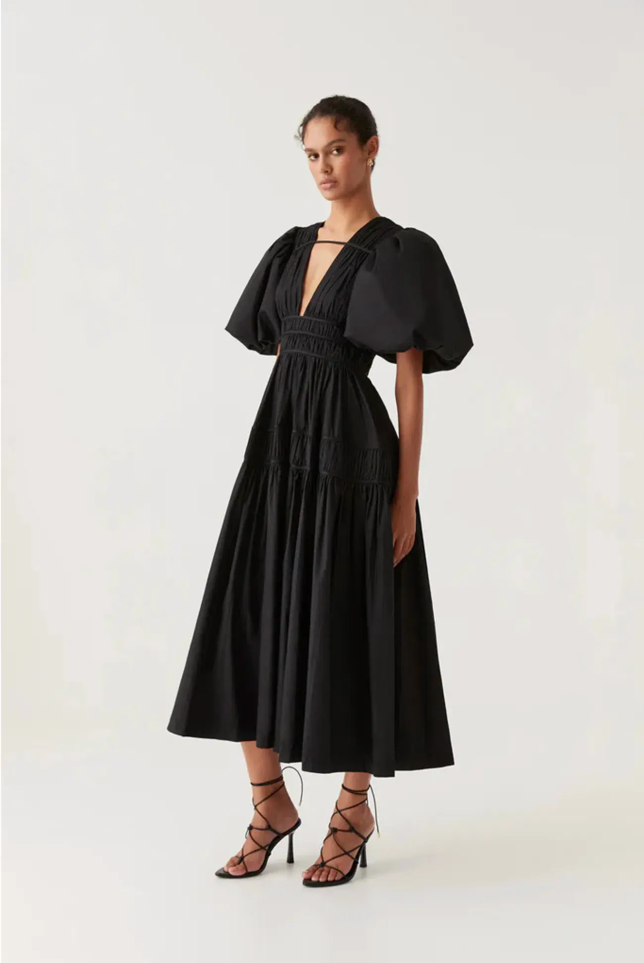 Aje Fallingwater Ruched Midi Dress Black Size 14 - Image 2