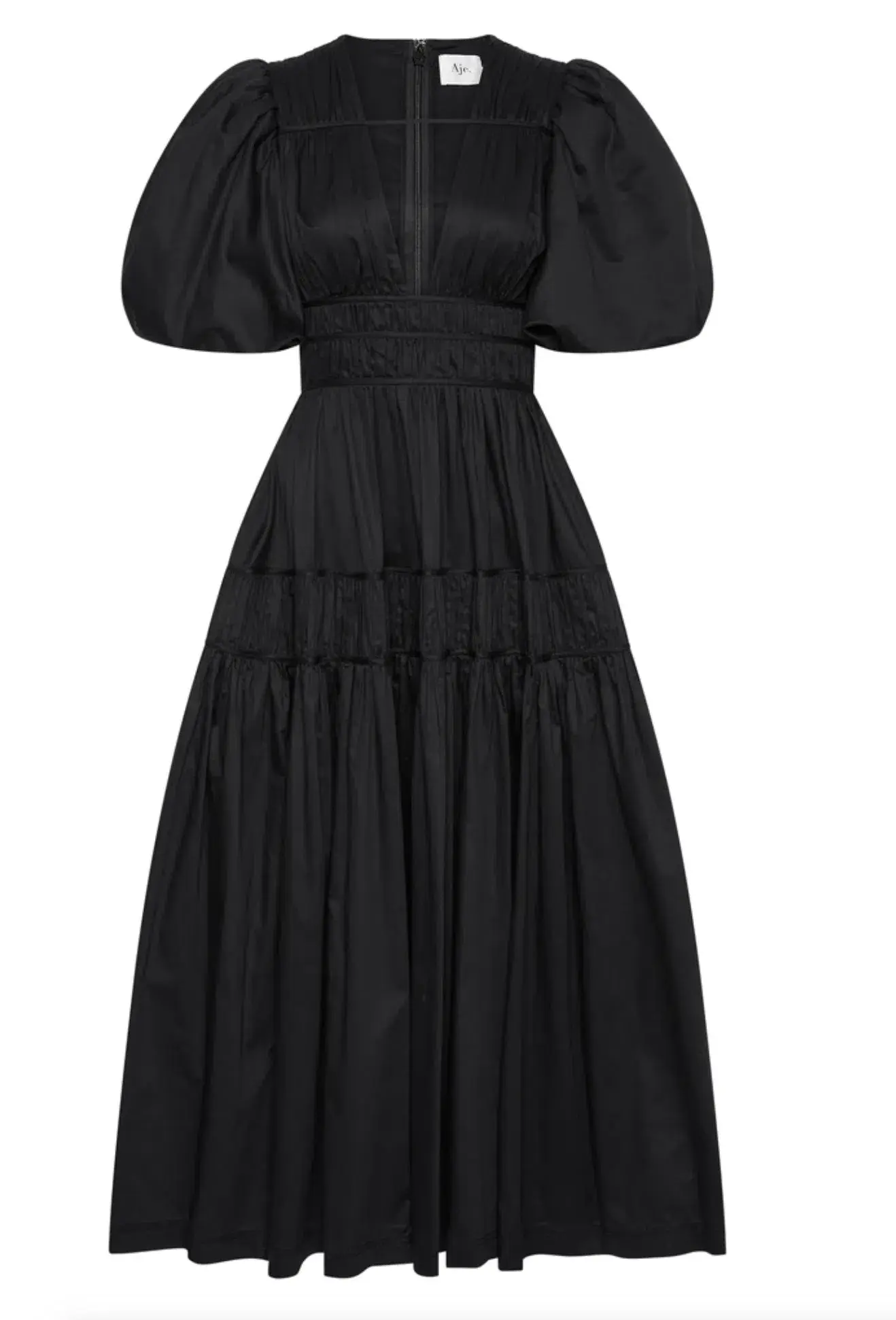 Aje Fallingwater Ruched Midi Dress Black Size XXL/AU 16 - Image 4