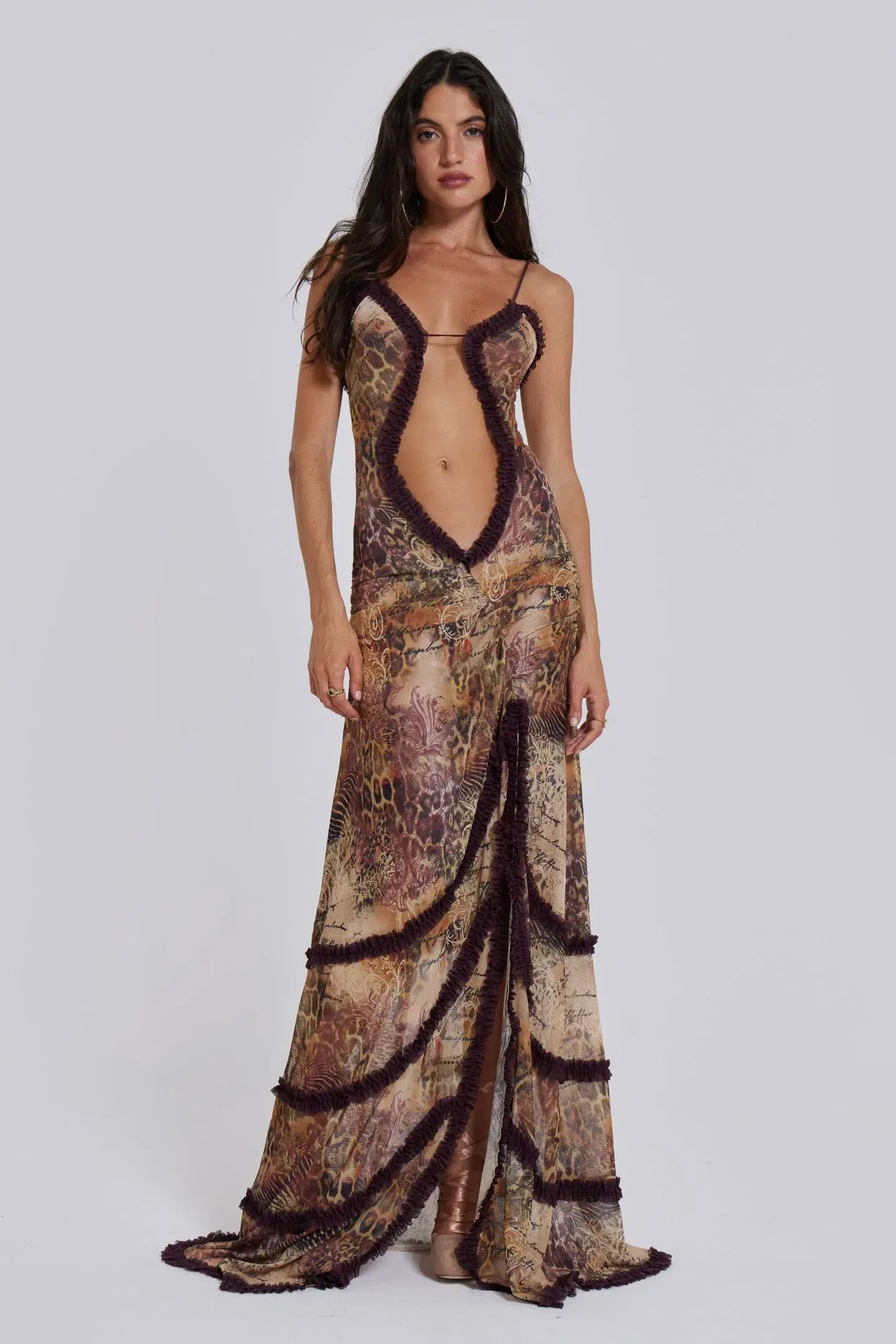 Jaded London Fatale Maxi Dress in Sunrose Size 8 - Image 1
