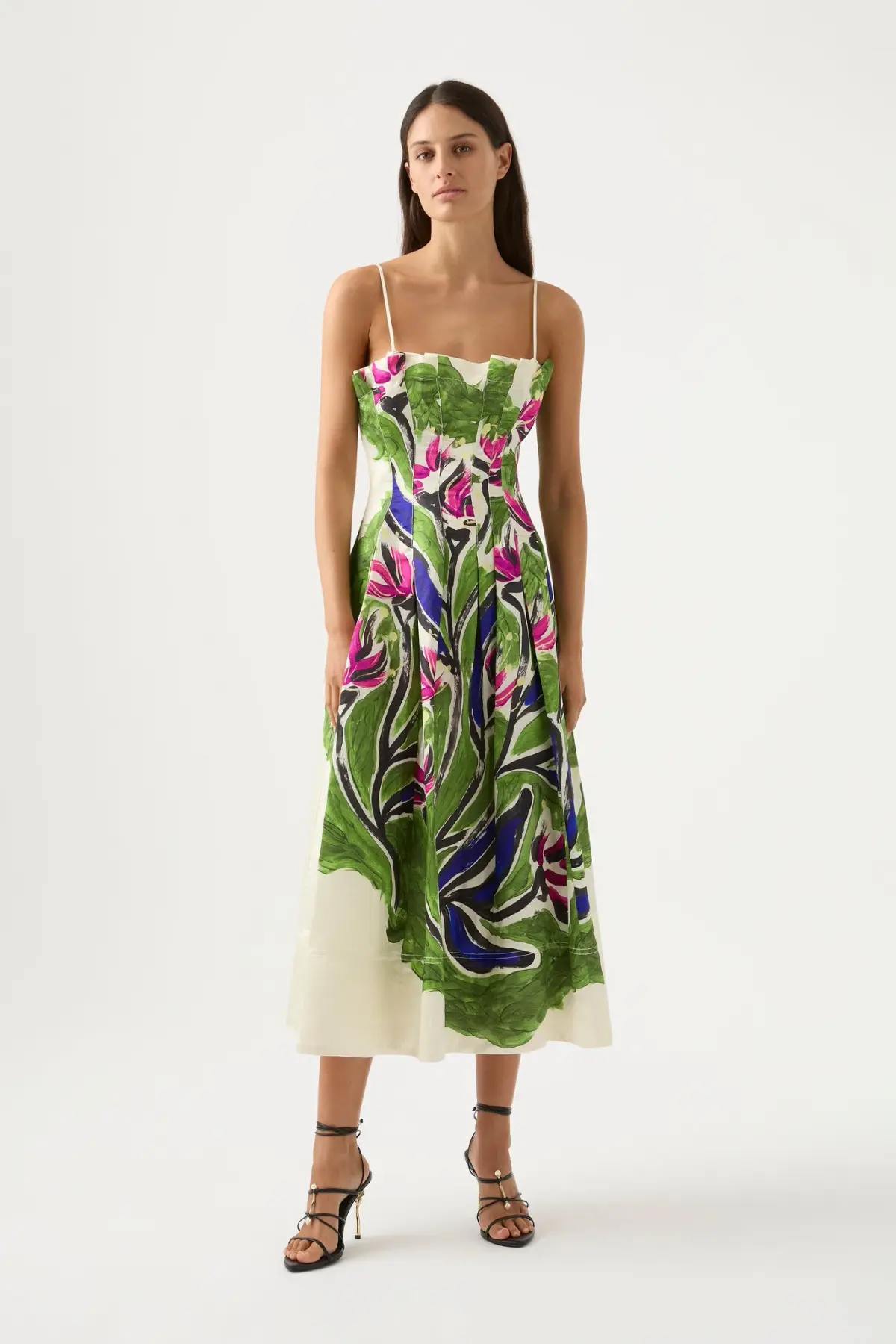 Aje Paradiso Cinched Midi Dress Print Size 8 - Image 1