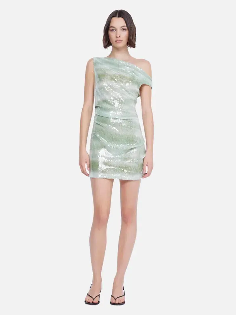 Bec & Bridge Brydie Asym Dress Mint Sequin Size 10 - Image 1