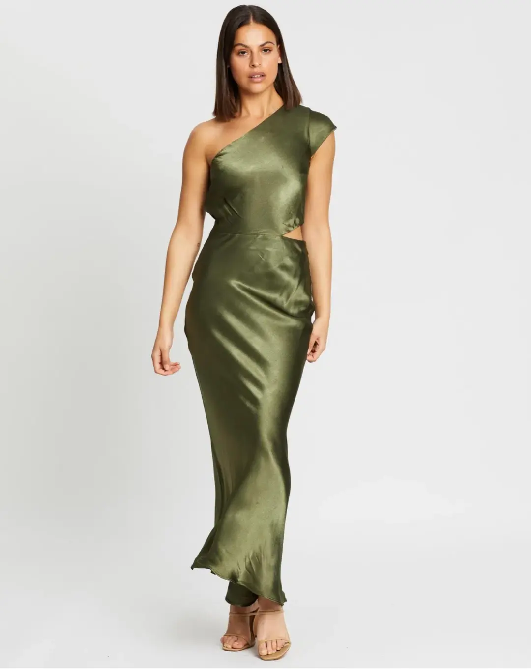 Bec & Bridge Delphine Asym Midi Dress Green Size 8 for rent on The Volte - main image