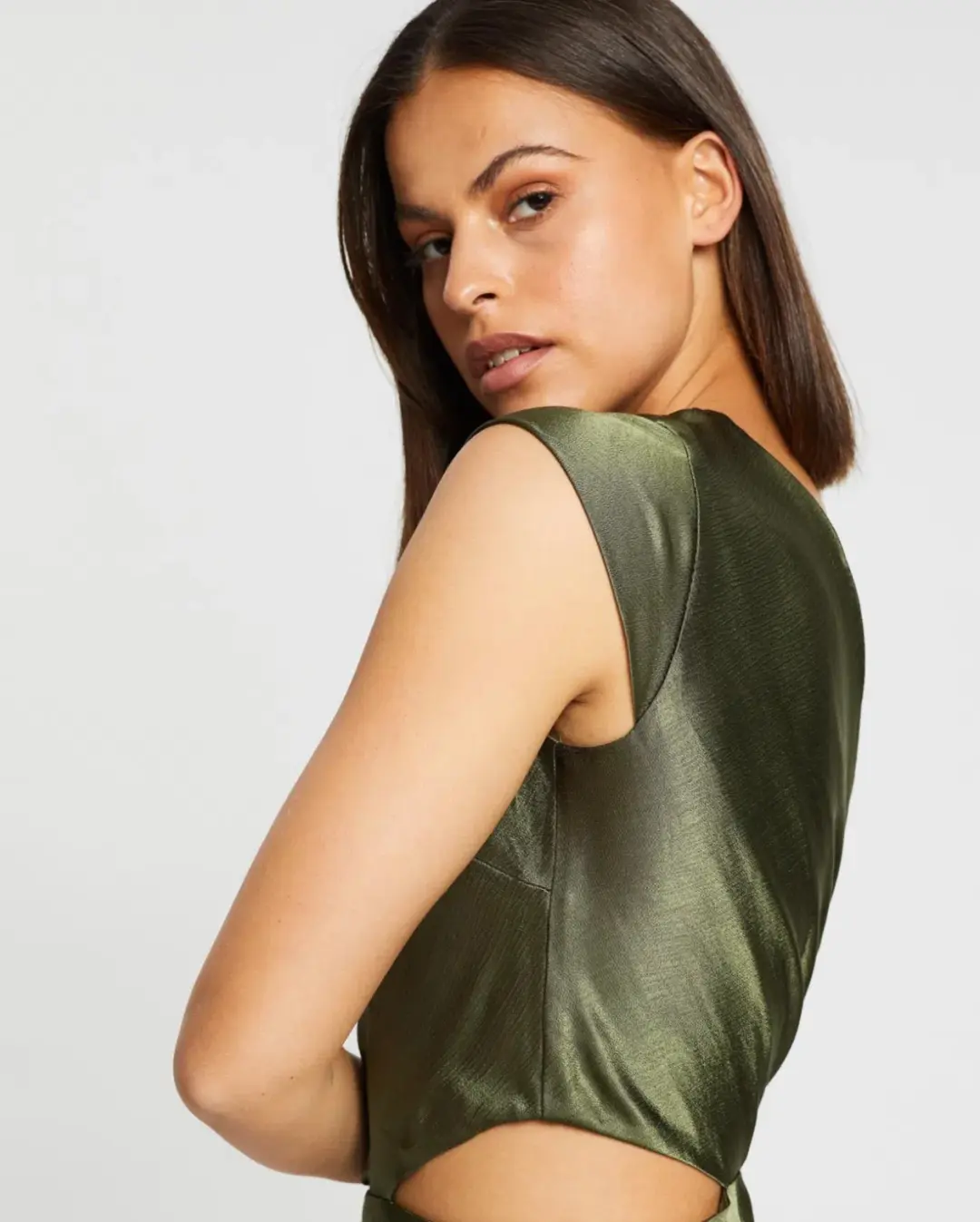 Bec & Bridge Delphine Asym Midi Dress Green Size 8 for rent on The Volte - main image