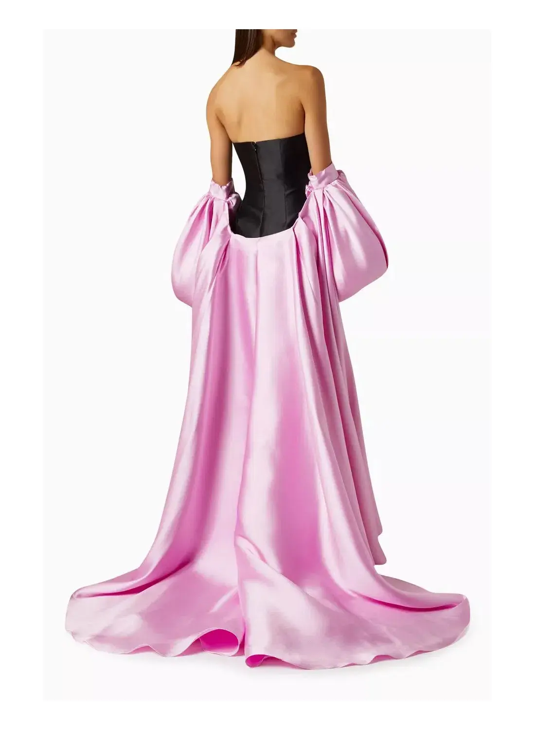 Solace London Pink Lea Puff Sleeve Maxi Dress Black Pink Size 10 - Image 3