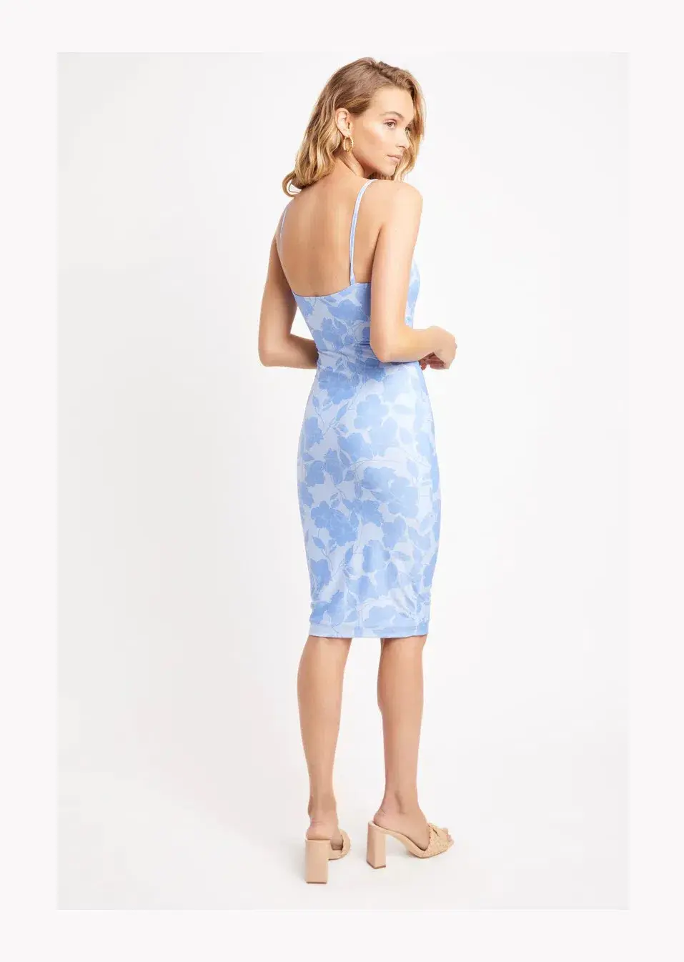 Kookai Turia Midi Dress Blue Floral Size 6 - Image 3