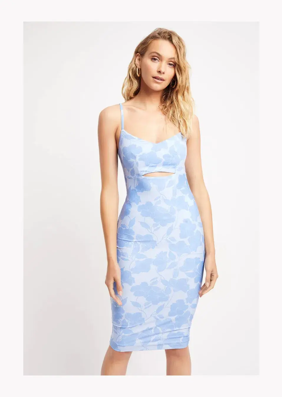 Kookai Turia Midi Dress Blue Floral Size 6 - Image 2