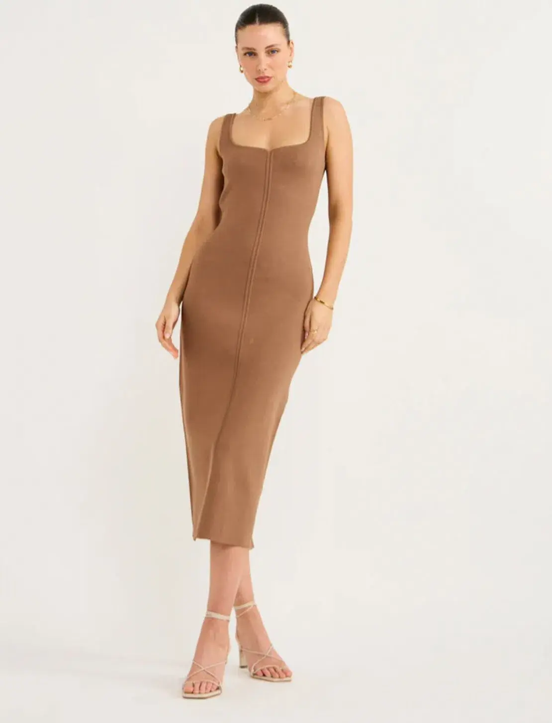 Clea Parsons Crepe Knit Dress In Hazel Size XS/ AU 6 - Image 1