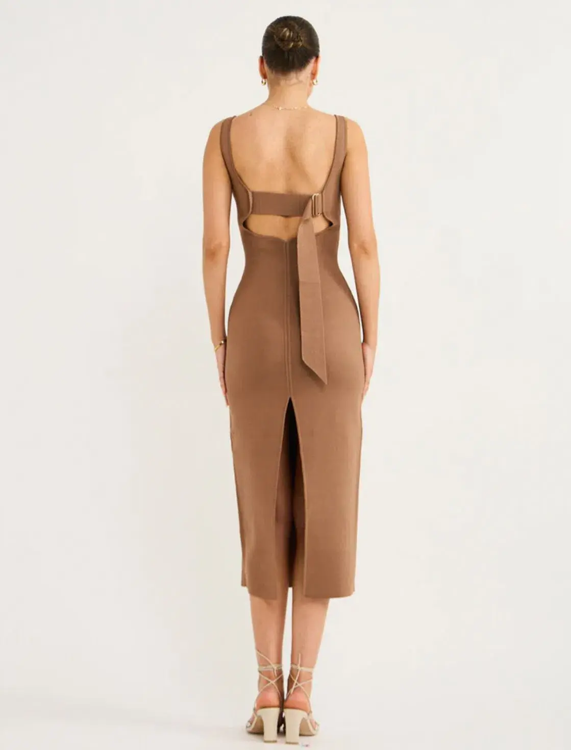 Clea Parsons Crepe Knit Dress In Hazel Size XS/ AU 6 - Image 3