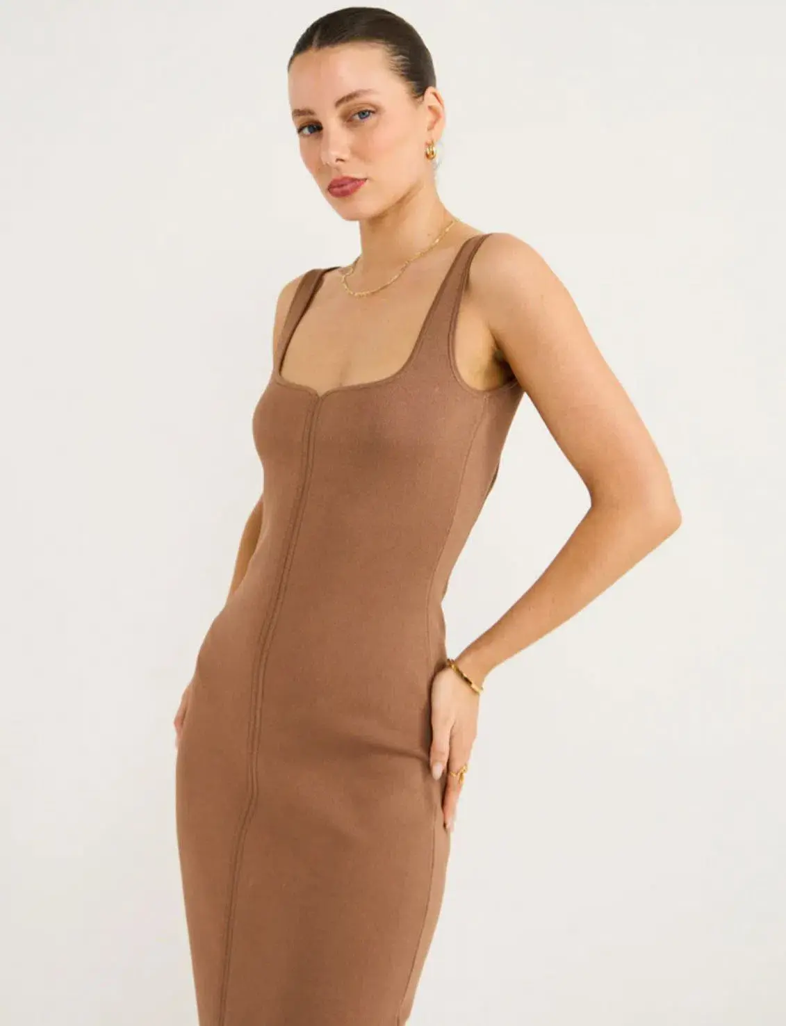 Clea Parsons Crepe Knit Dress In Hazel Size XS/ AU 6 - Image 2