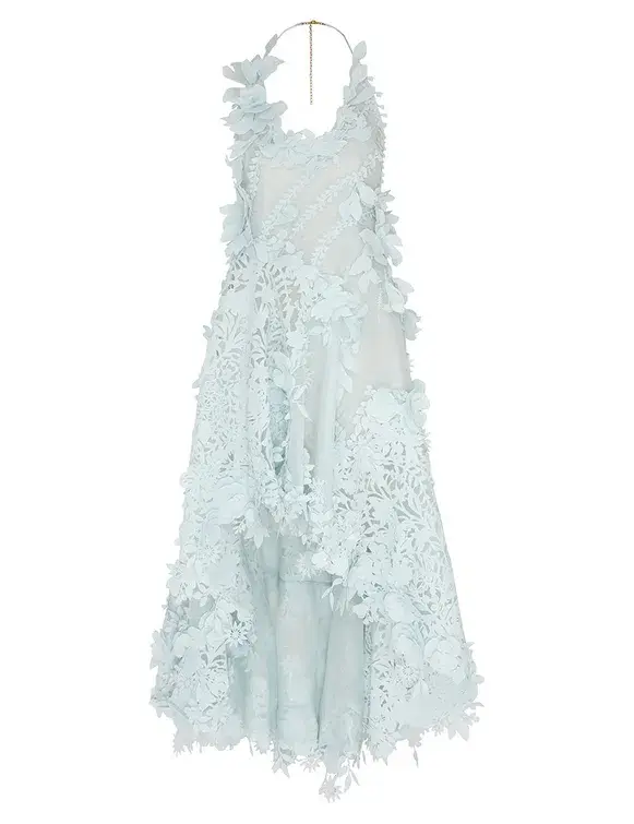 Zimmermann The Natura Lasercut Halter Dress in Mint Size 0 / AU 8  for rent on The Volte - main image