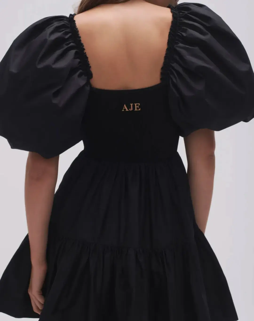 Aje Casa Puff Sleeve Mini Dress Black Size 8 for rent on The Volte - main image