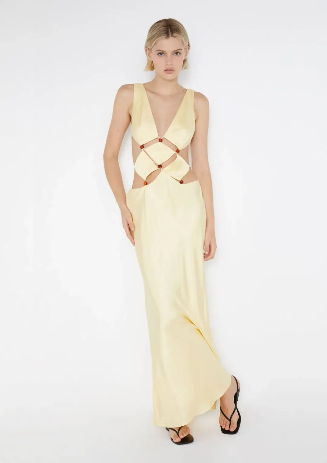Bec & Bridge Agathe Diamond Dress Butter Yellow Size 8 for rent on The Volte - main image