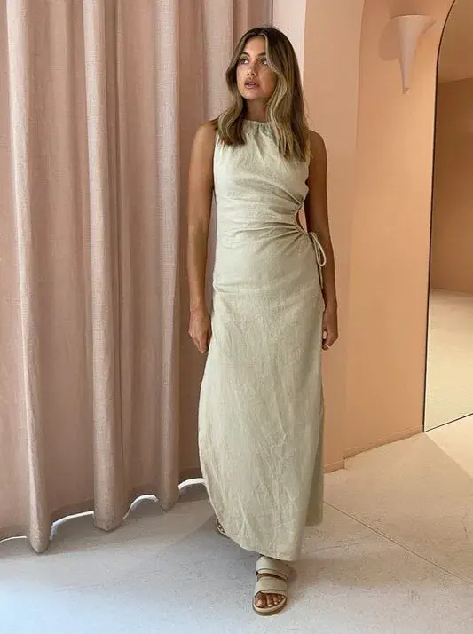 Sir the Label Blanche Cut Out Dress in Bone Size 2 / AU 10 for rent on The Volte - main image