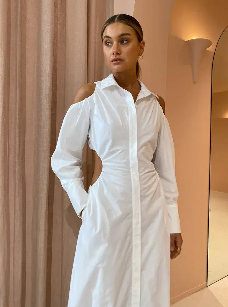 Sir the Label Mason Cut Out Shirt Dress in White Size 2 / AU 10 - Image 2