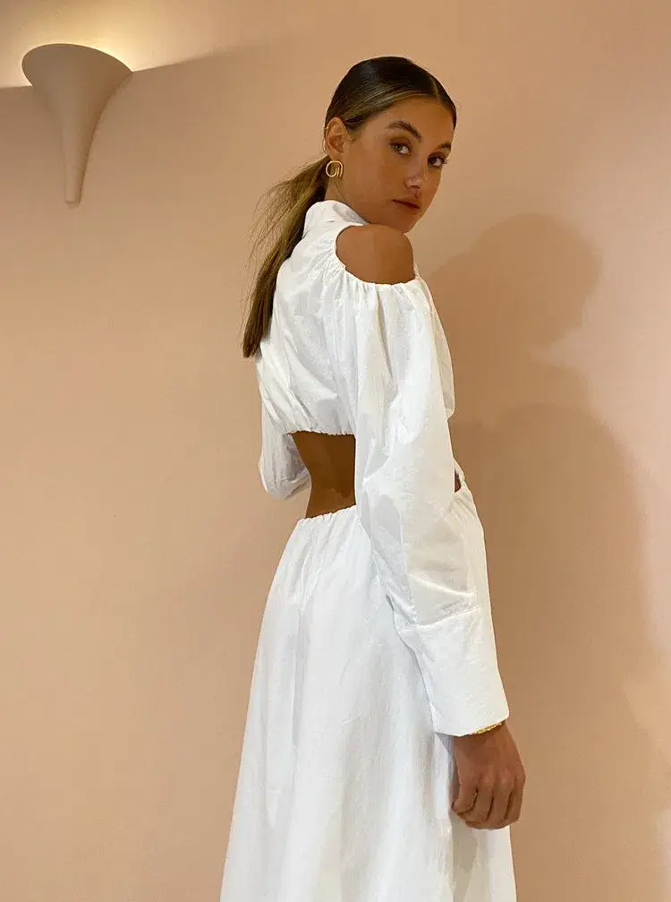 Sir the Label Mason Cut Out Shirt Dress in White Size 2 / AU 10 - Image 3