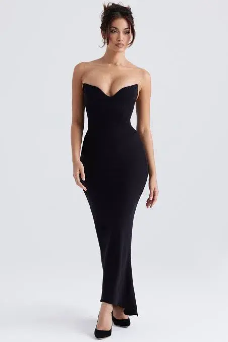 House of CB Sabine Strapless Corset Dress Black Size 10 - Image 3
