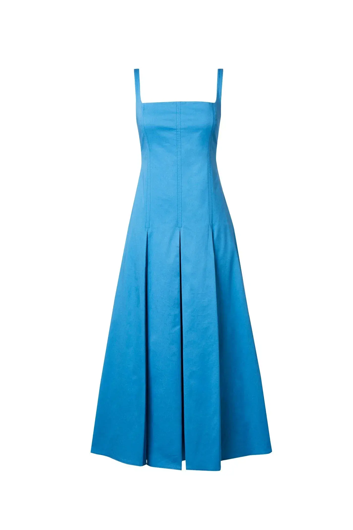 Scanlan Theodore Sateen Pleat Midi Dress Blue Size 10 - Image 3