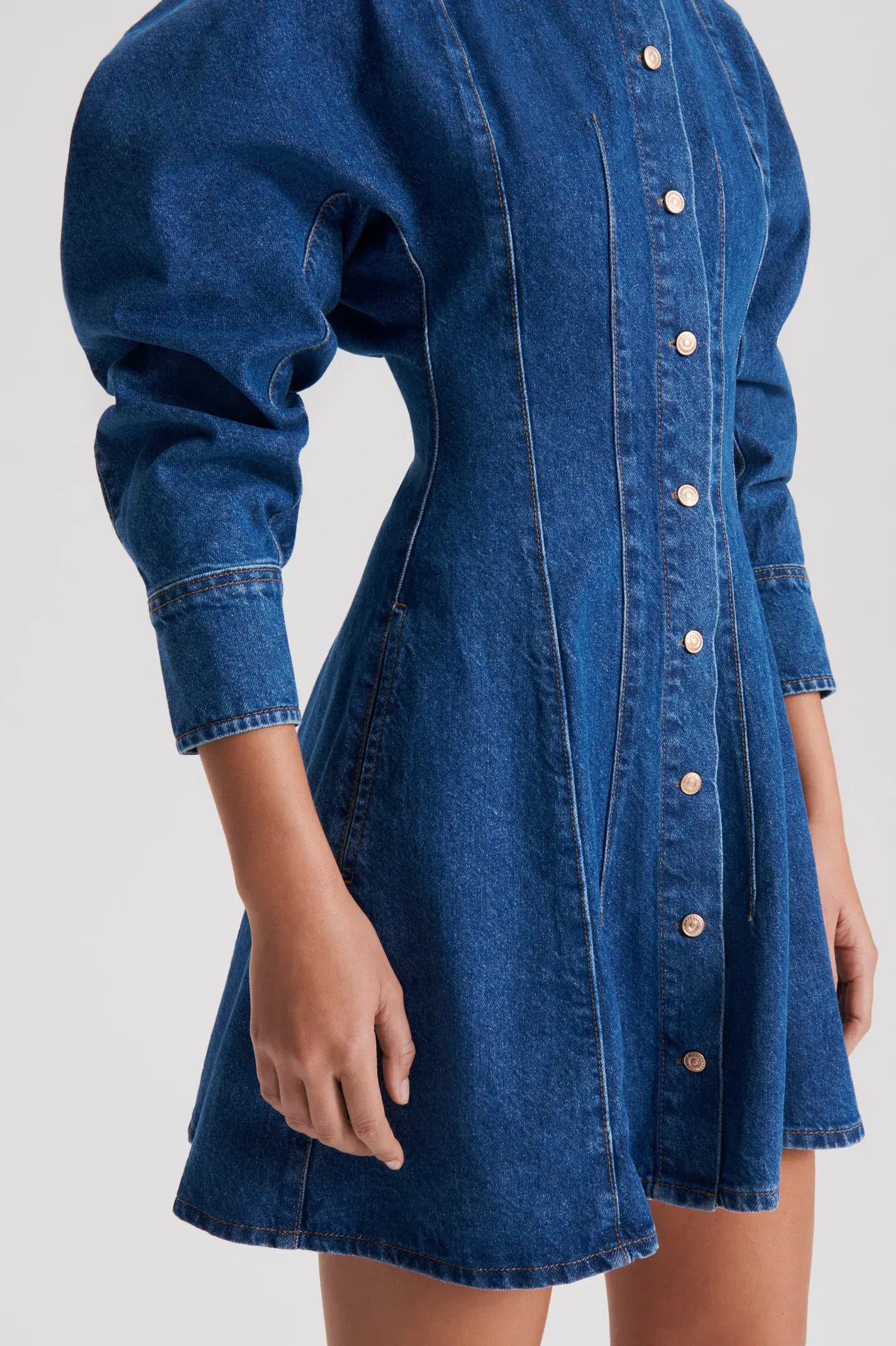 Scanlan Theodore Denim Cocoon Sleeve Mini Dress Blue Size 10 - Image 4
