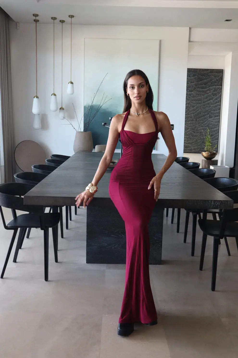 Deconduarte Gemona Gown Burgundy Size 6 - Image 1