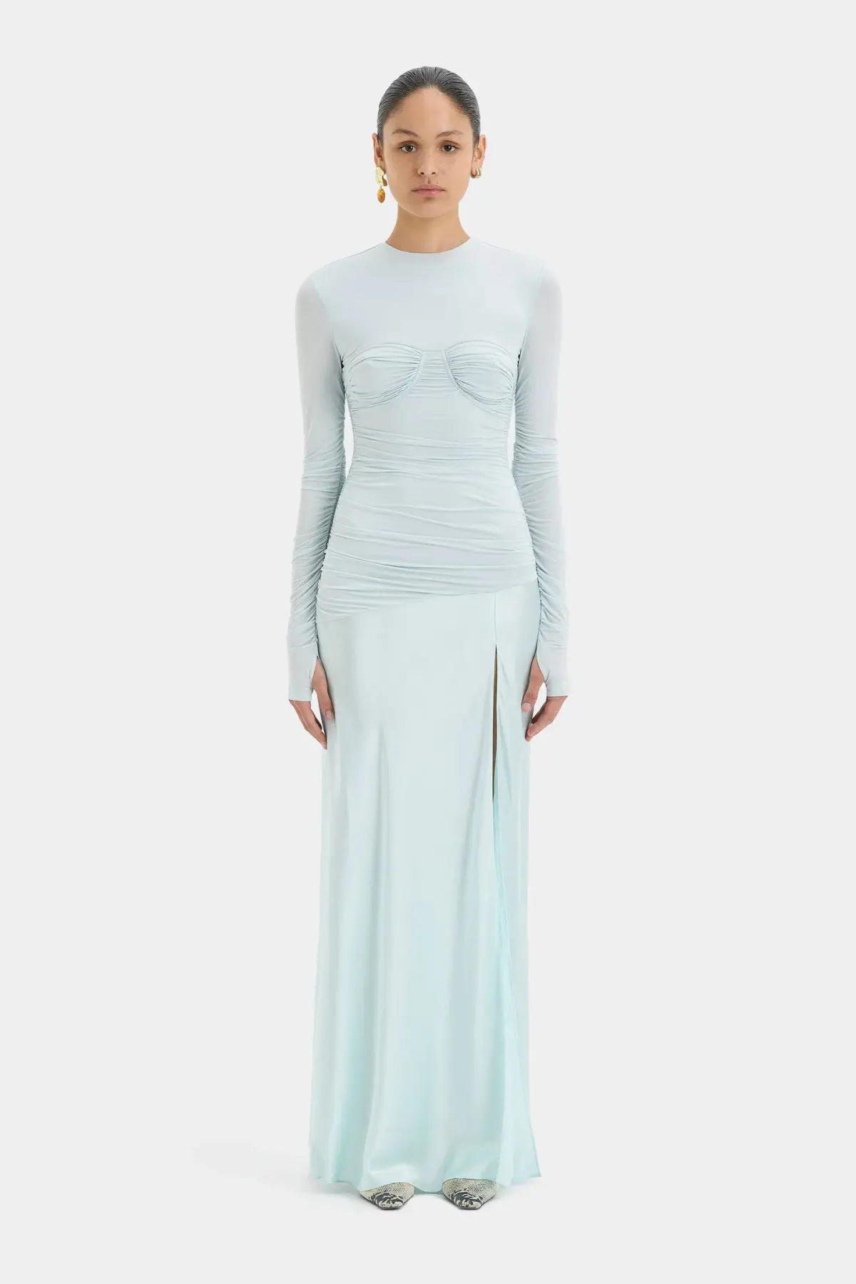 Sir The Label Alessia Draped Gown Ice Blue Size 10 - Image 1