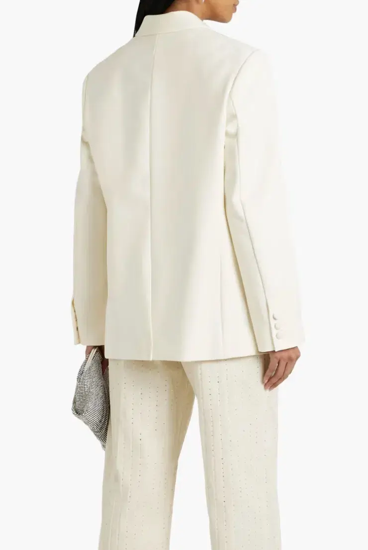 Area NYC Cutout Crystal-embellished Wool-blend Blazer White Size 8 - Image 3