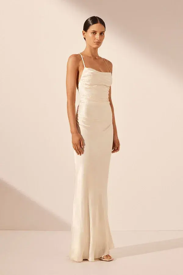 Shona Joy La Lune Lace Back Maxi Dress Cream Size 12 - Image 2