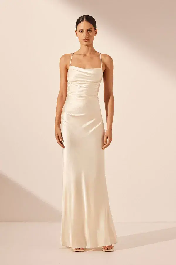 Shona Joy La Lune Lace Back Maxi Dress Cream Size 12 - Image 1