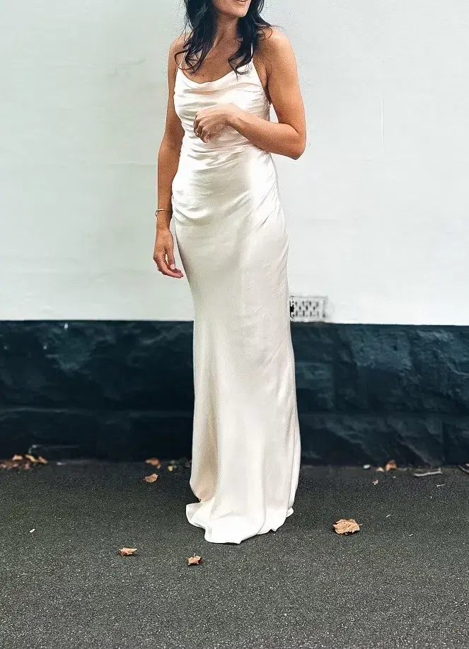 Shona Joy La Lune Lace Back Maxi Dress Cream Size 12 - Image 4
