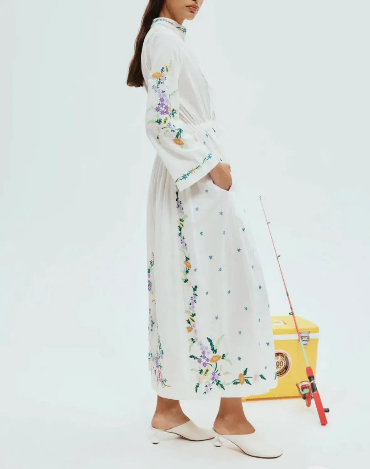 Alemais Willa Embroidered Shirtdress White Size 14 - Image 4