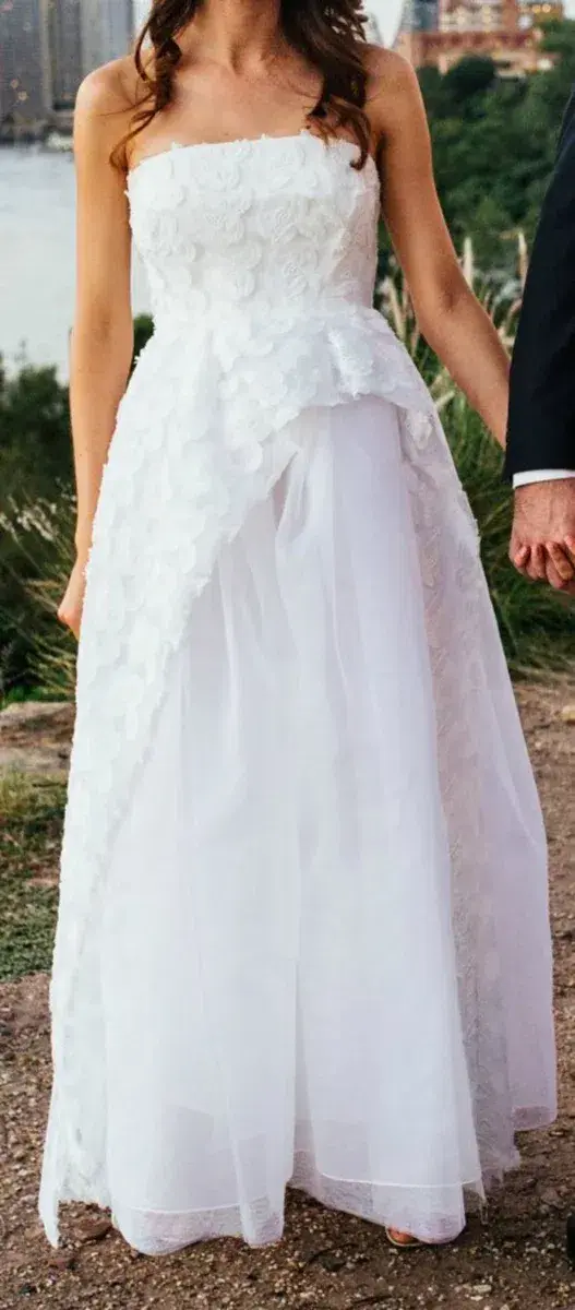 Carla Zampatti Orchid Strapless Flora Lace Wedding Dress White Size 6 - Image 4